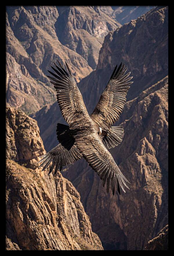 Andean Condor Soaring Over Canyon