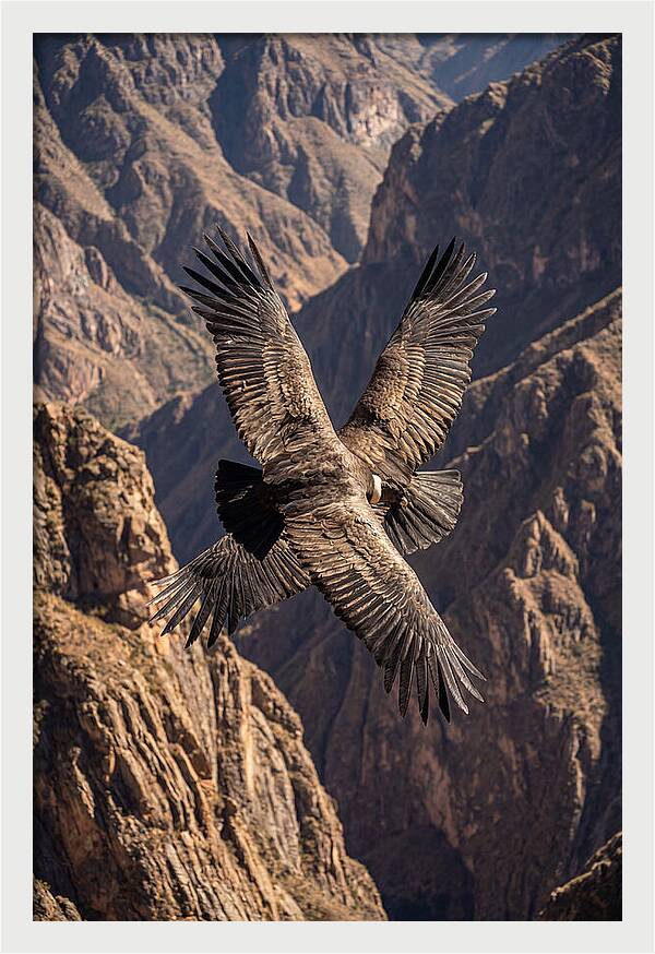 Andean Condor Soaring Over Canyon