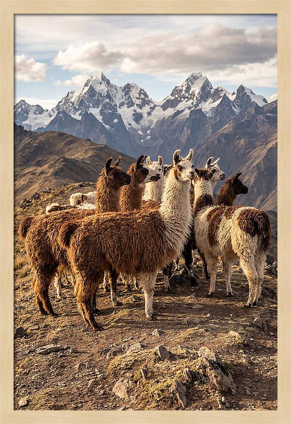 Andean Llamas In Harmony