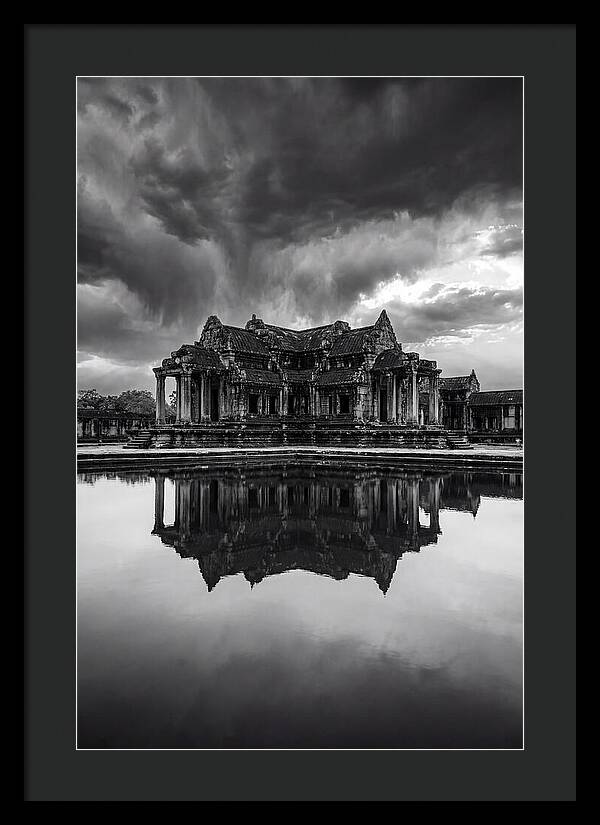 Angkor Wat Reflection In Monochrome