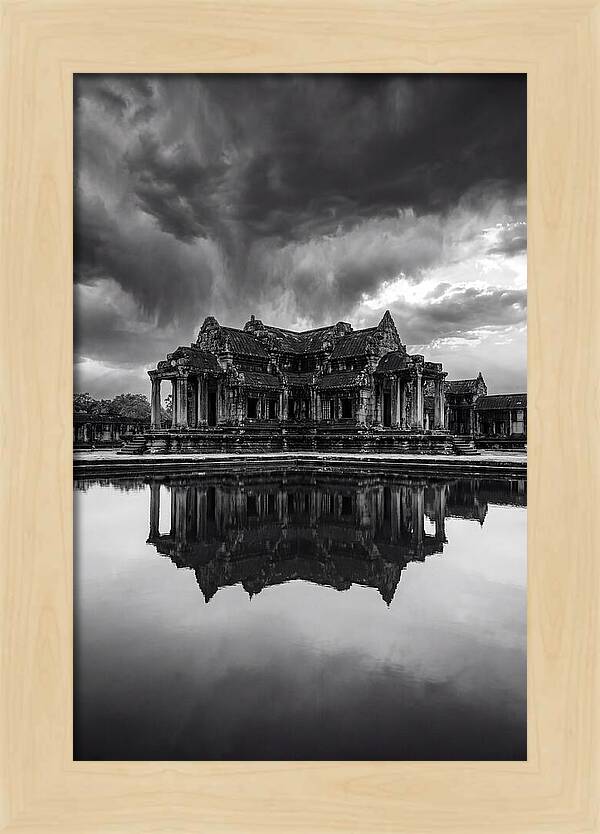 Angkor Wat Reflection In Monochrome