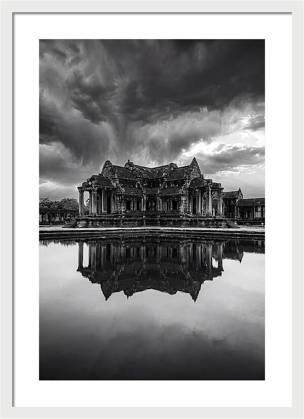 Angkor Wat Reflection In Monochrome