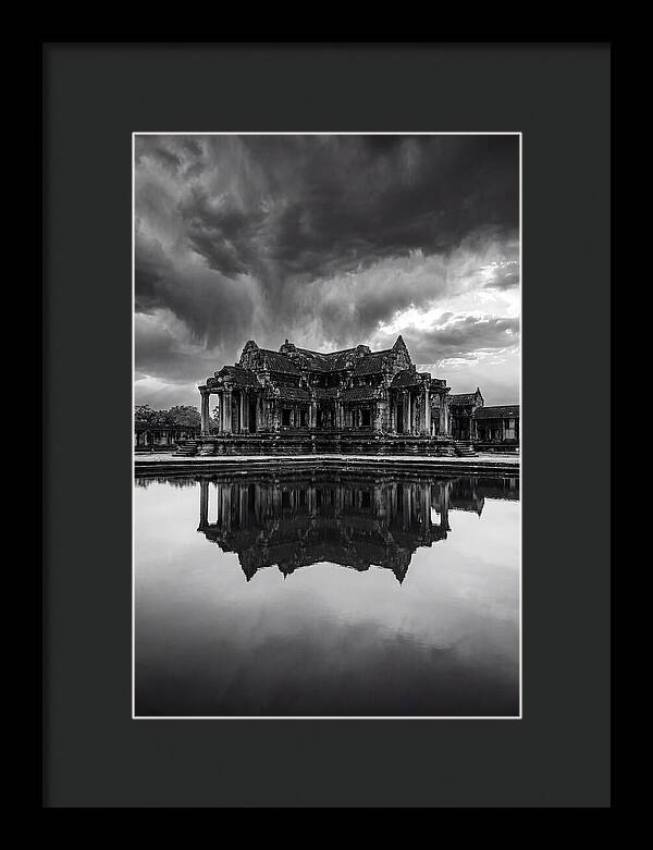 Angkor Wat Reflection In Monochrome