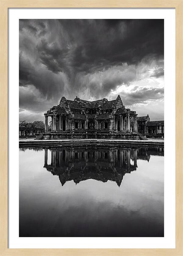Angkor Wat Reflection In Monochrome