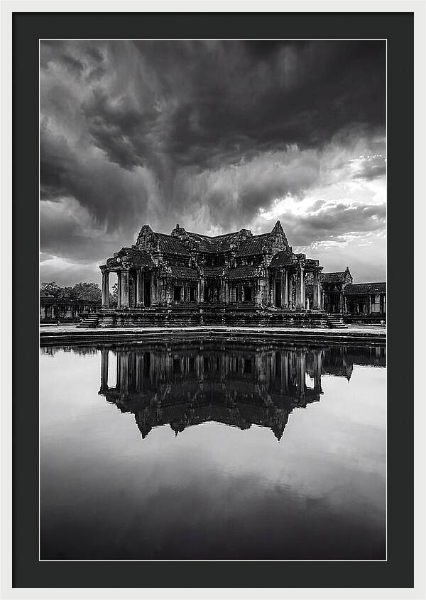 Angkor Wat Reflection In Monochrome