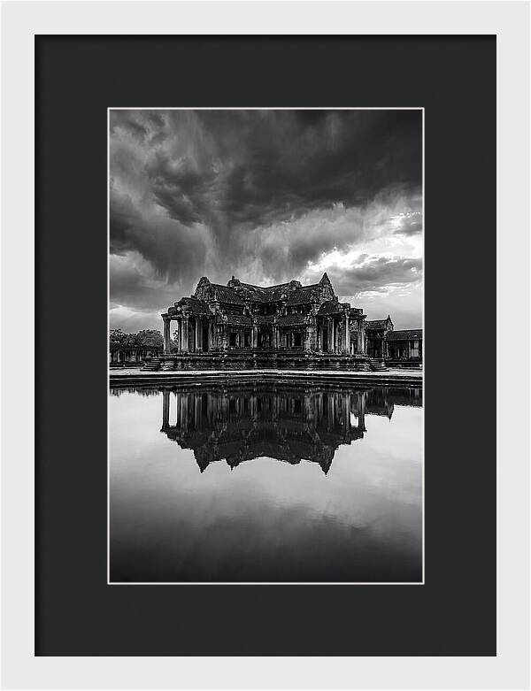 Angkor Wat Reflection In Monochrome