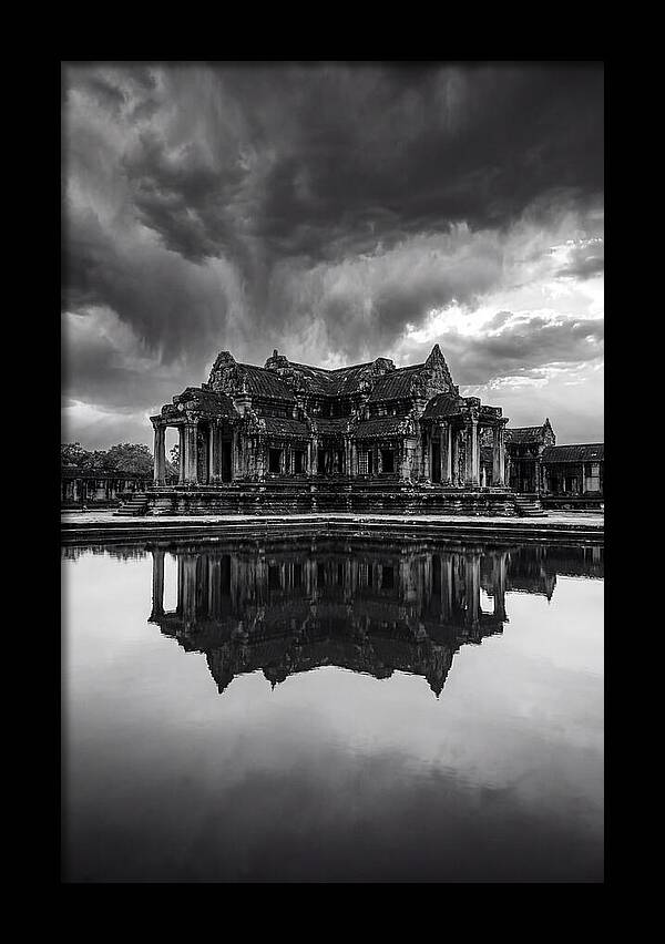 Angkor Wat Reflection In Monochrome