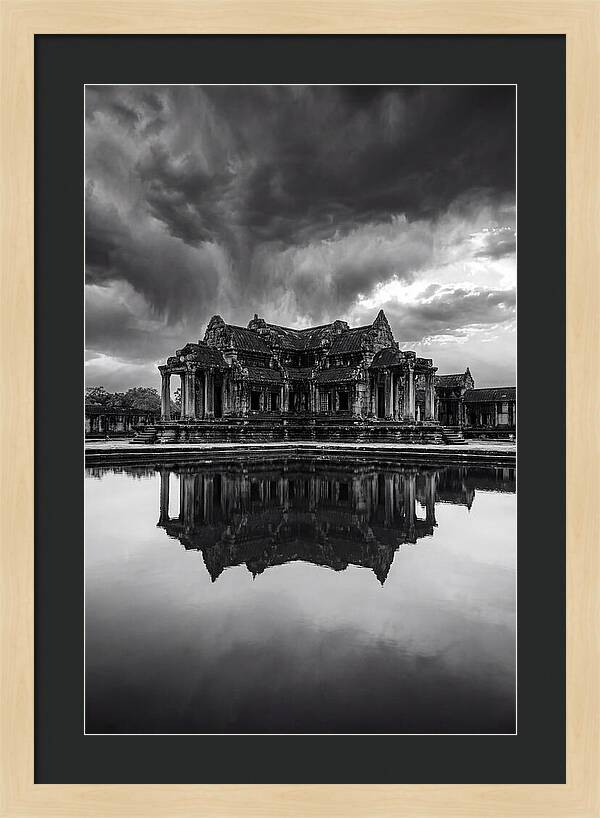 Angkor Wat Reflection In Monochrome