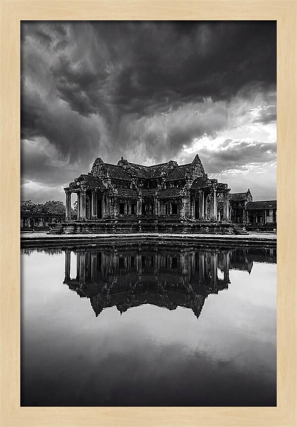 Angkor Wat Reflection In Monochrome