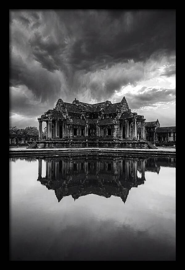 Angkor Wat Reflection In Monochrome