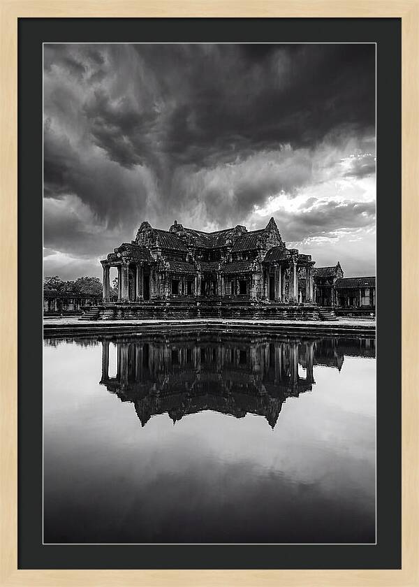 Angkor Wat Reflection In Monochrome