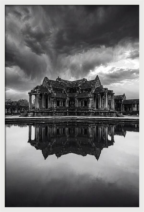 Angkor Wat Reflection In Monochrome