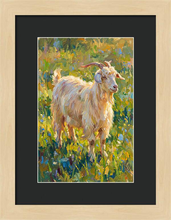 Angora Goat In Blooming Meadow