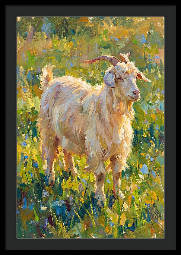 Angora Goat In Blooming Meadow