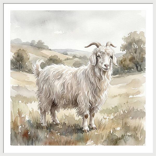 Angora Goat In Serene Landscape