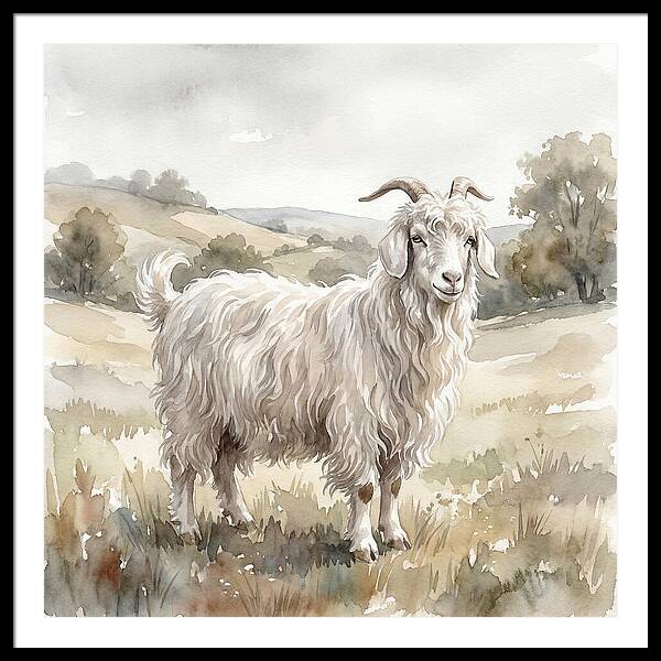 Angora Goat In Serene Landscape