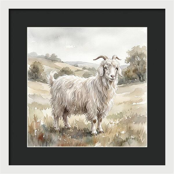 Angora Goat In Serene Landscape