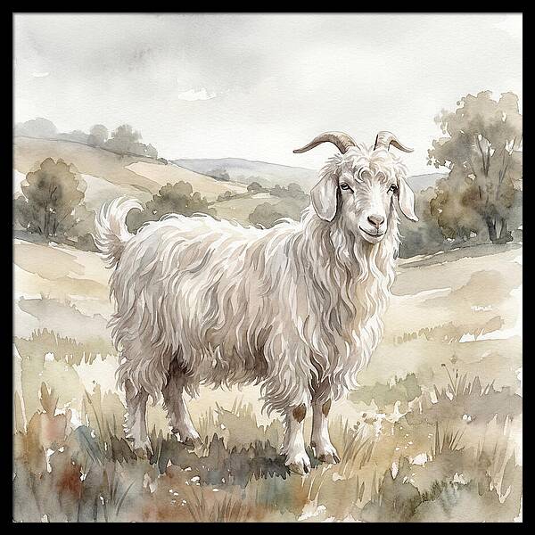 Angora Goat In Serene Landscape
