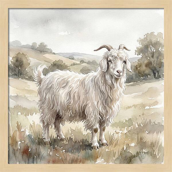 Angora Goat In Serene Landscape