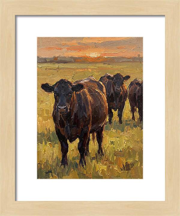 Angus Cattle At Sunset