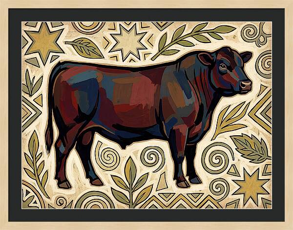 Angus Cattle Folk Art
