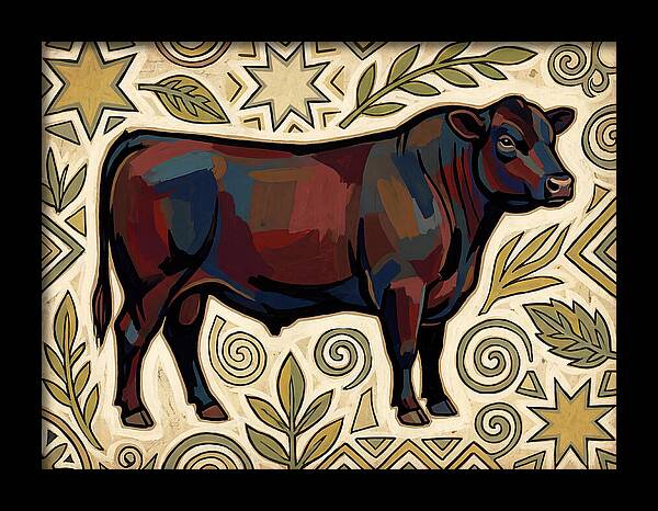 Angus Cattle Folk Art