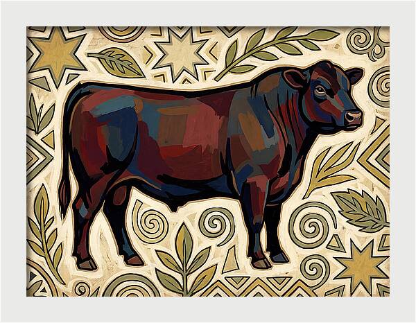Angus Cattle Folk Art