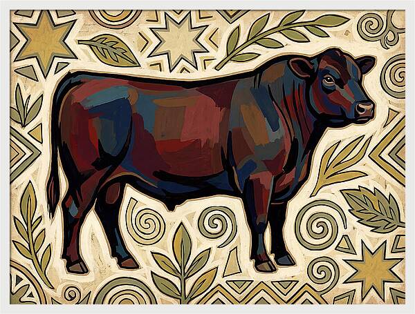 Angus Cattle Folk Art