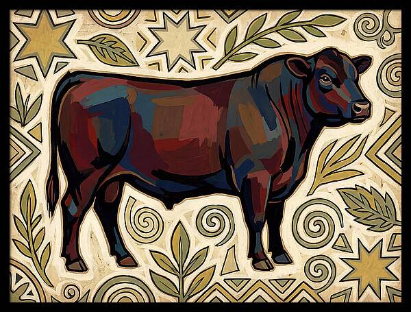 Angus Cattle Folk Art