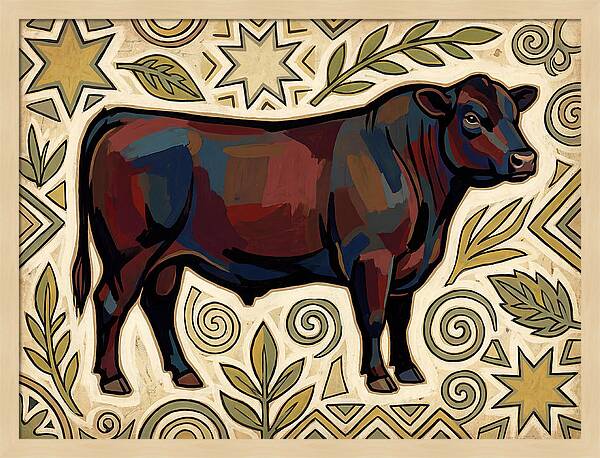 Angus Cattle Folk Art