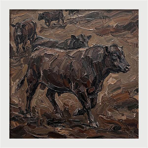 Angus Cattle In Earthy Tones