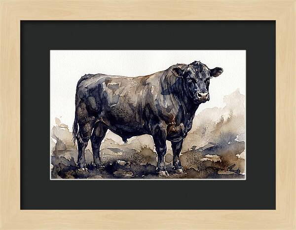 Angus Cattle Watercolor Study