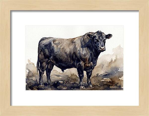 Angus Cattle Watercolor Study