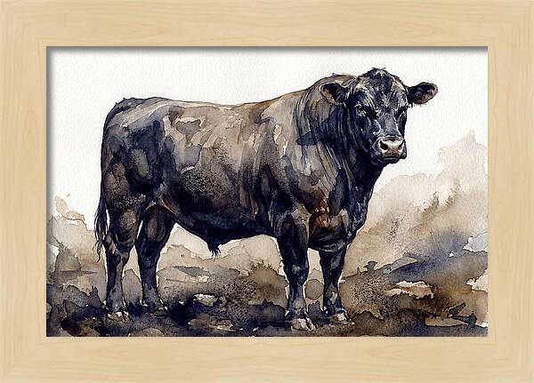 Angus Cattle Watercolor Study