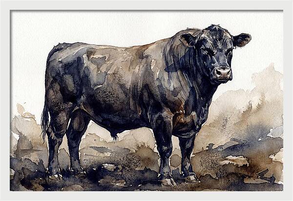 Angus Cattle Watercolor Study