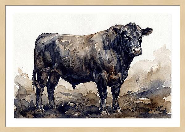 Angus Cattle Watercolor Study