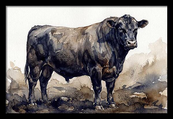 Angus Cattle Watercolor Study