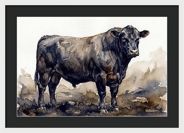 Angus Cattle Watercolor Study