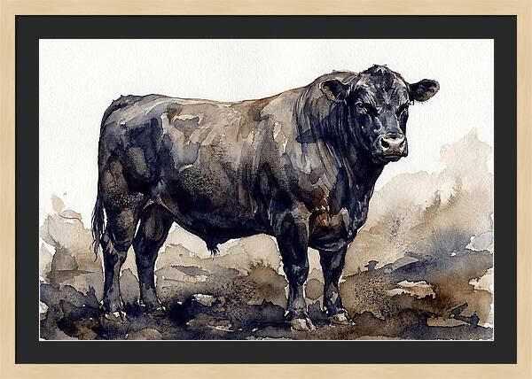 Angus Cattle Watercolor Study
