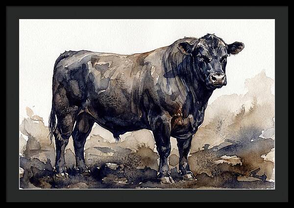 Angus Cattle Watercolor Study
