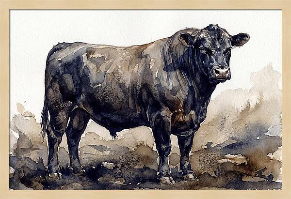Angus Cattle Watercolor Study