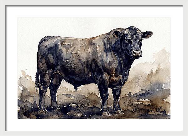 Angus Cattle Watercolor Study