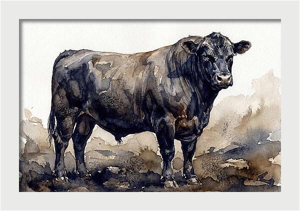 Angus Cattle Watercolor Study