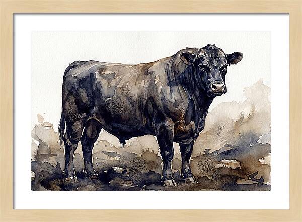 Angus Cattle Watercolor Study