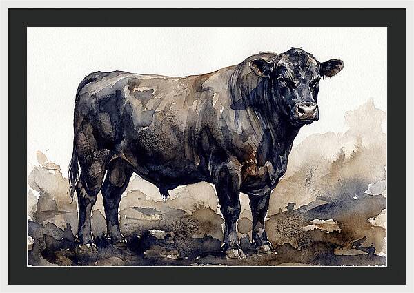 Angus Cattle Watercolor Study