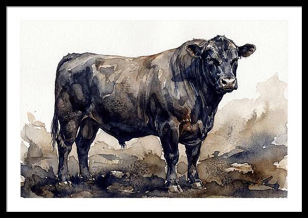 Angus Cattle Watercolor Study