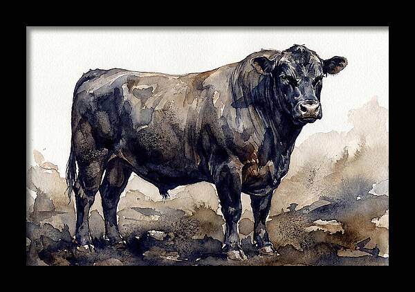 Angus Cattle Watercolor Study