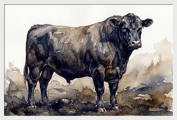 Angus Cattle Watercolor Study