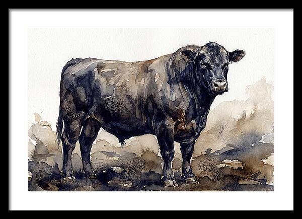 Angus Cattle Watercolor Study