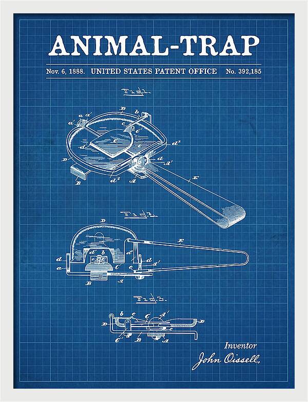Animal Trap Blueprint Patent Us392185a